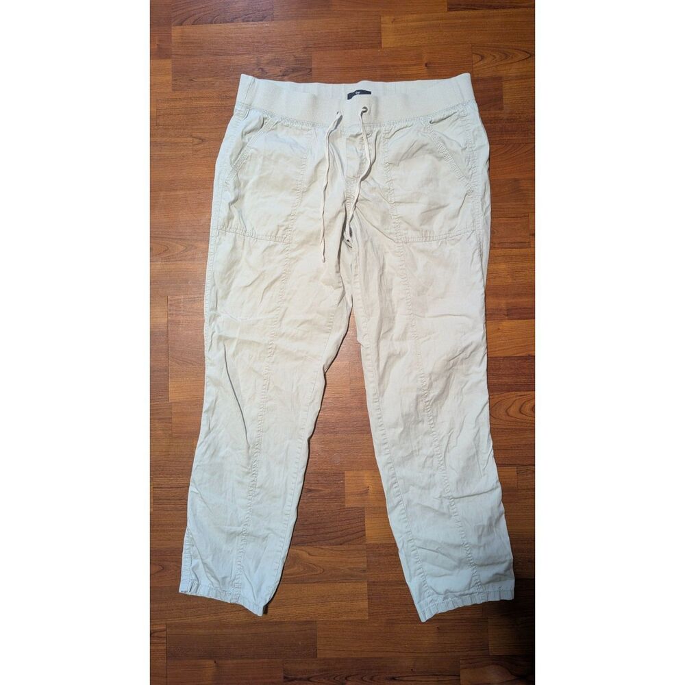 Gap Beige Utility Pull On Pants Size M Relaxed Coastal Casual